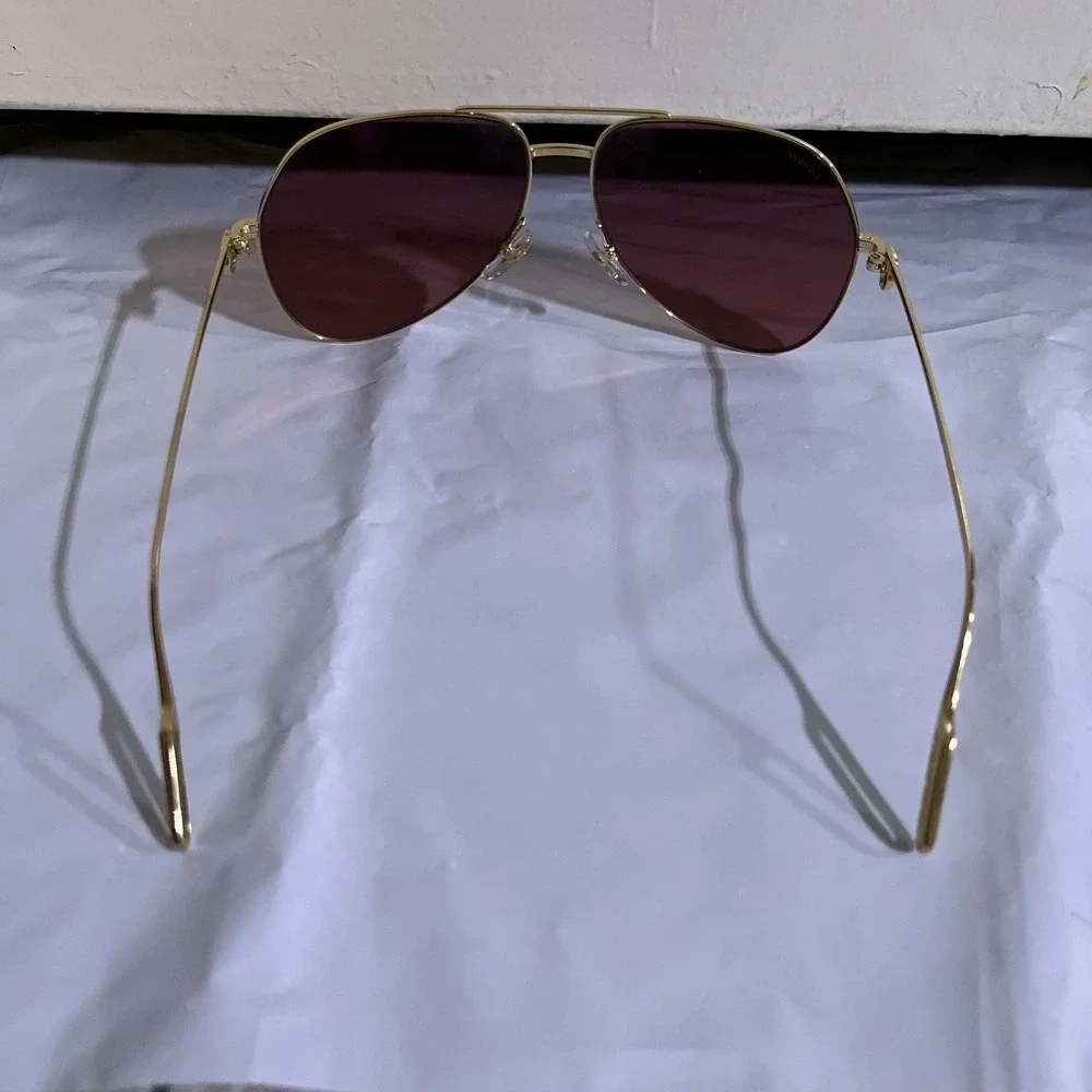 Cartier Sunglasses Mens Gold Red Aviator Metal Tinted Made In France Case